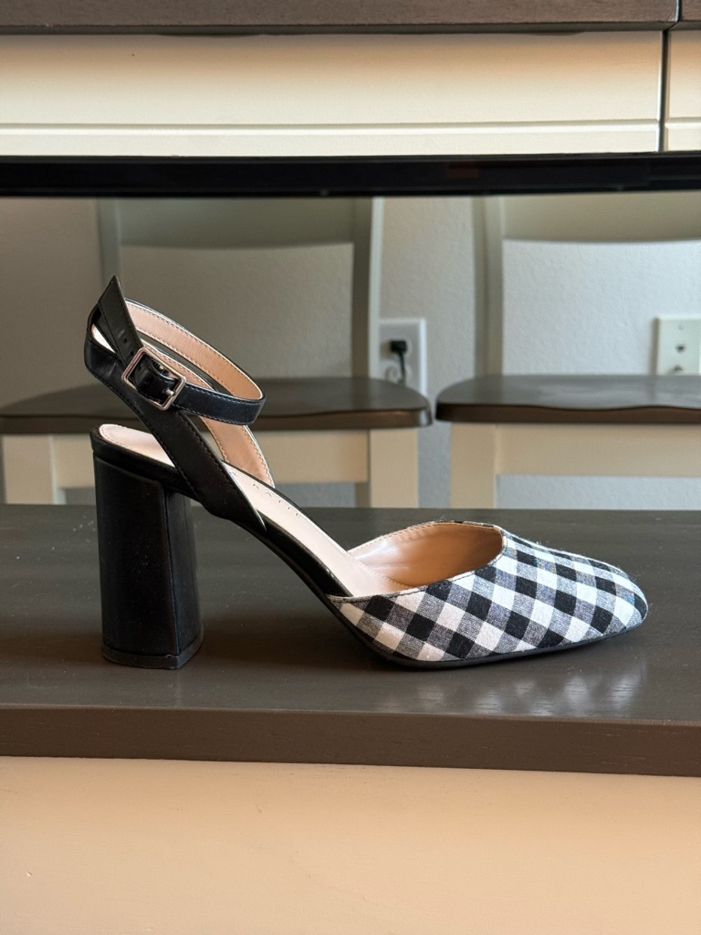 Kelly & Katie gingham square toe chunky heels 8.5